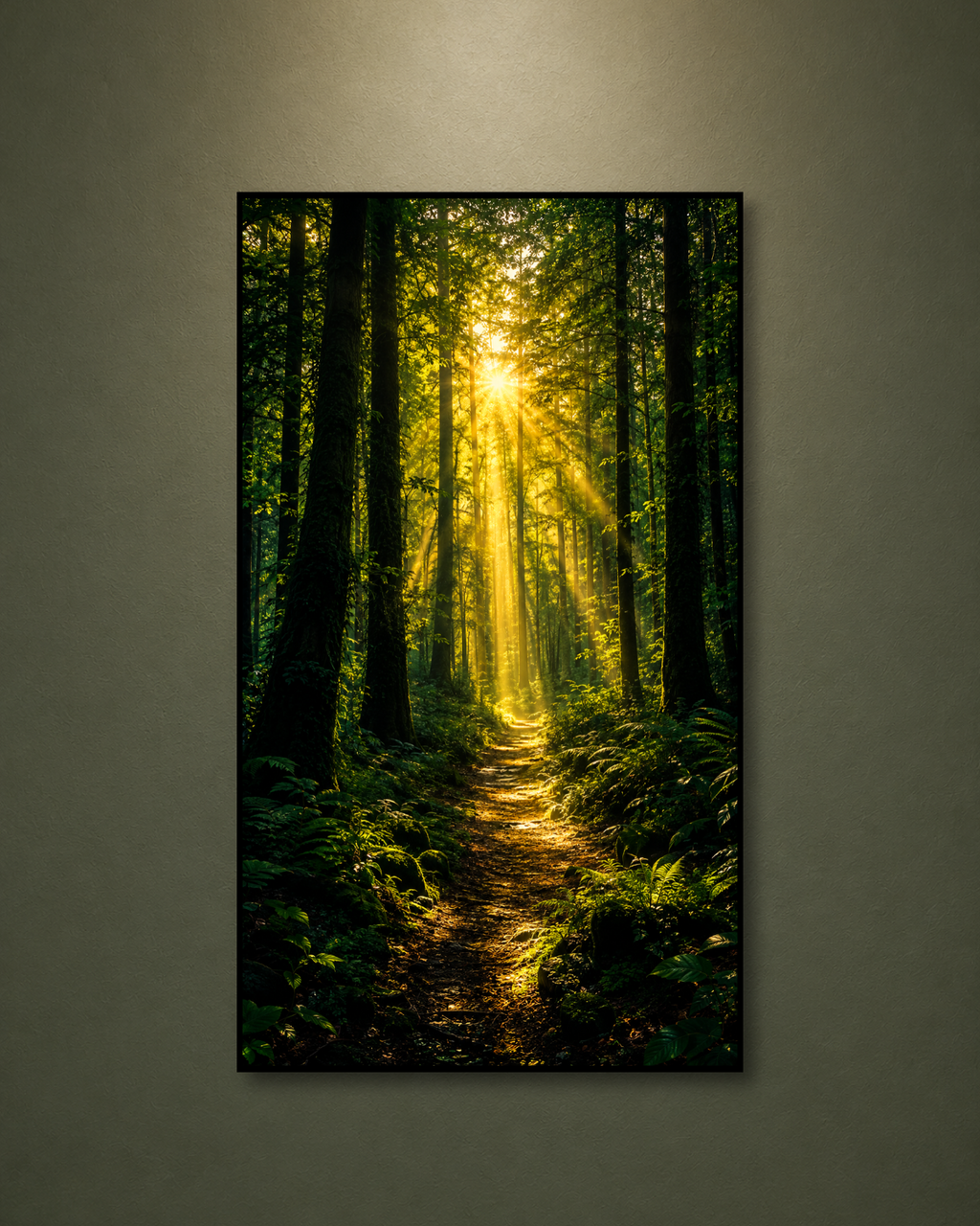 Cuadro LED Bosque con Rayos de Luz