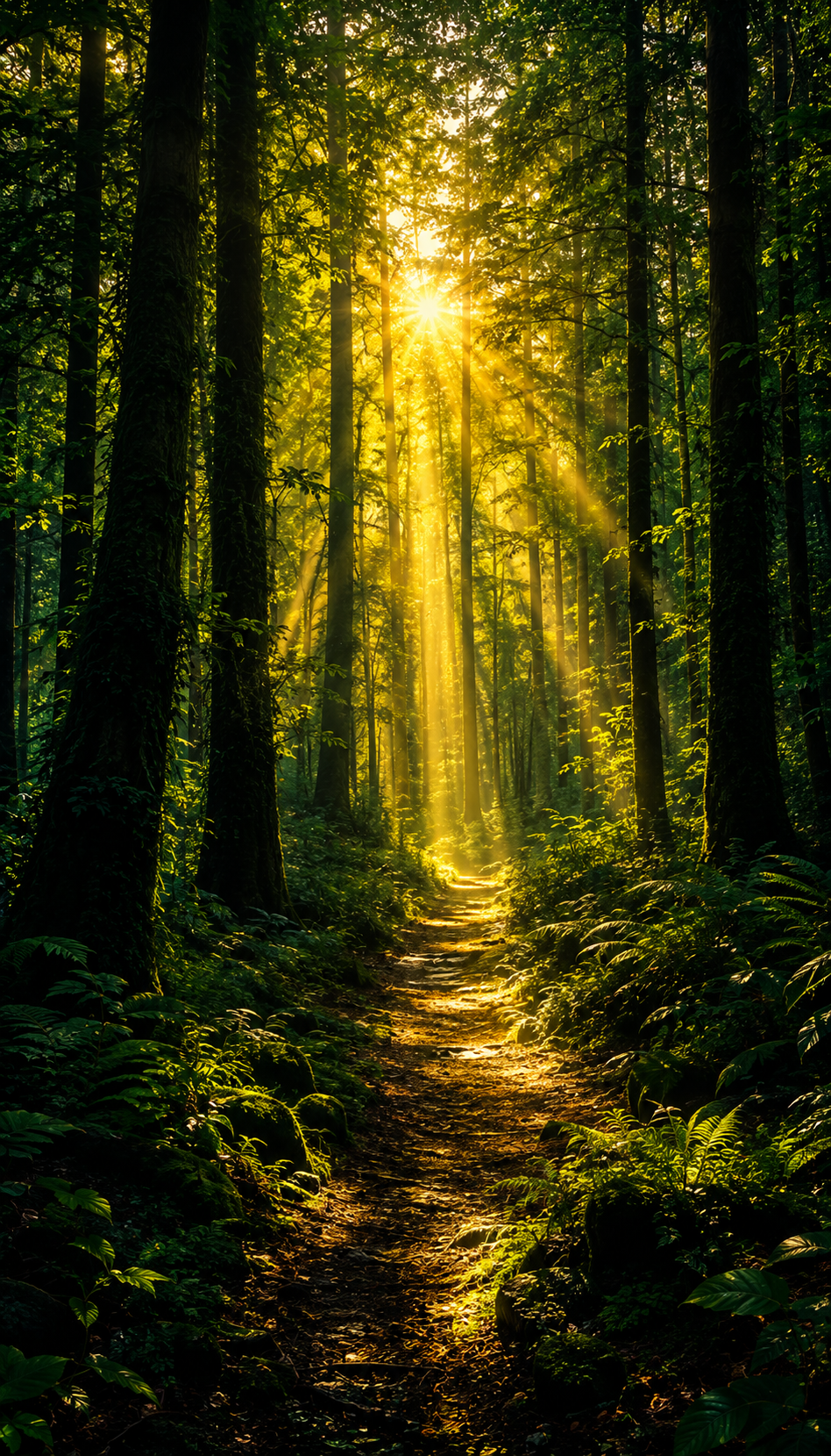 Cuadro LED Bosque con Rayos de Luz