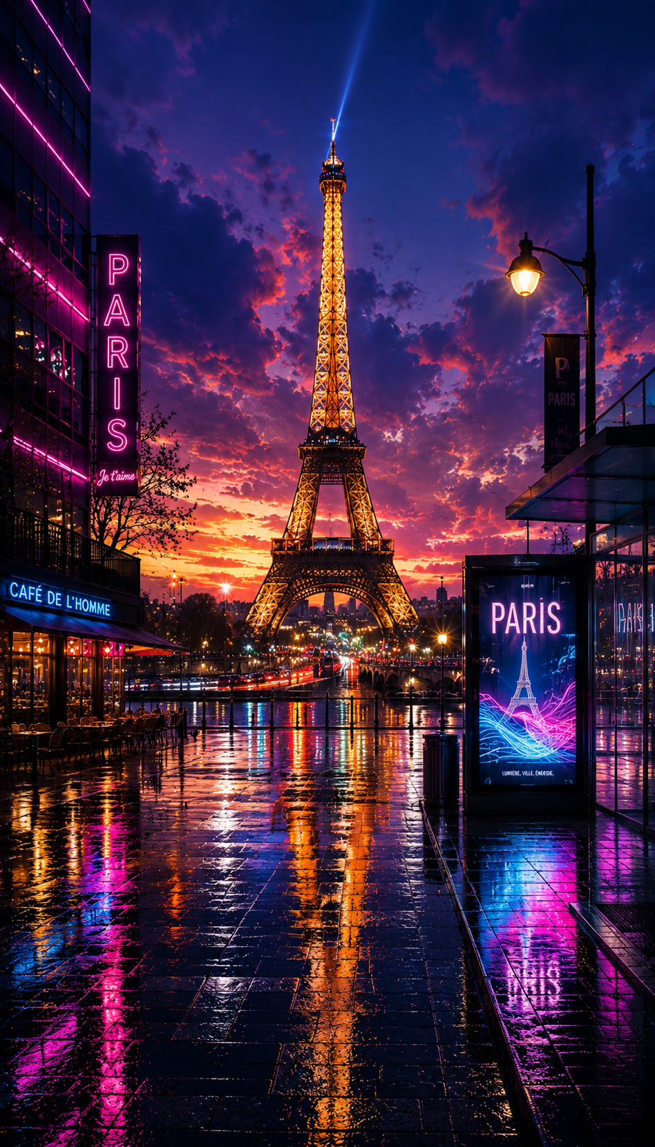 Cuadro LED Torre Eiffel Iluminada