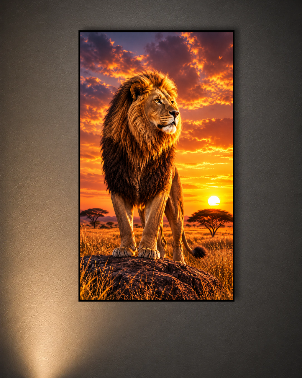 Cuadro LED León en la Sabana