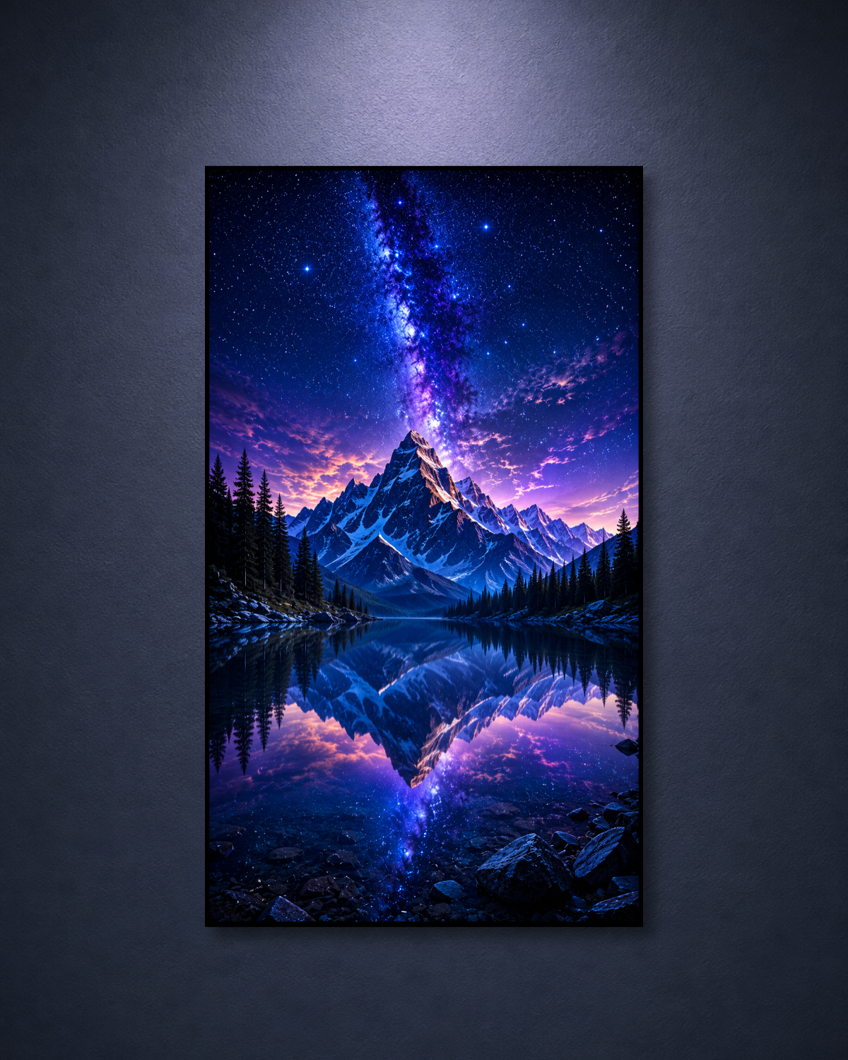 Cuadro LED Montaña y Lago Nocturno